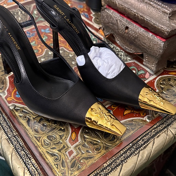 SAINT LAURENT Jeanne 110 leather slingback pumps - Picture 7 of 7